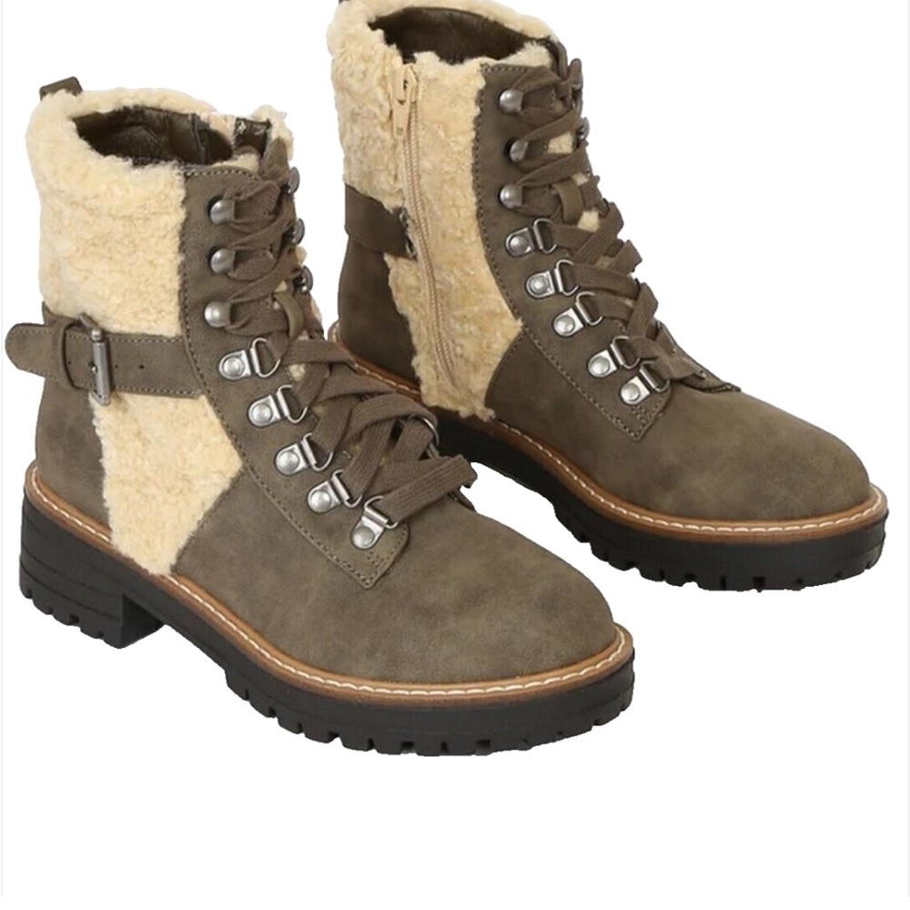 DV by Dolce Vita Olive and Cream Combat Boots